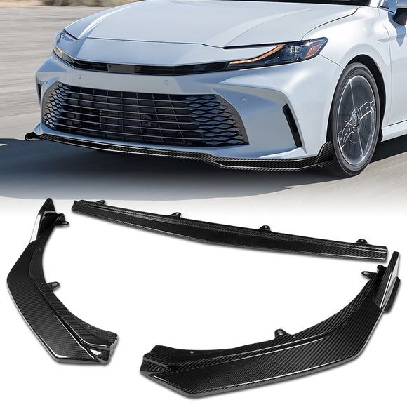 GT-Style For 2025 - 2026 Toyota Camry LE XLE Front Bumper Splitter Spoiler Lip 3PCS -Real Carbon Fiber