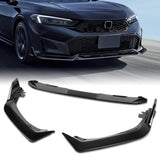 For 2025 - 2026 Honda Civic Sedan Hatchback Front Bumper Lip Spoiler Splitter -Painted Black