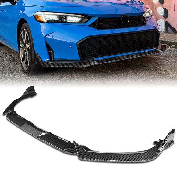 For 2025 - 2026 Honda Civic Sedan Hatchback Front Bumper Lip Spoiler Splitter -Carbon Fiber Look