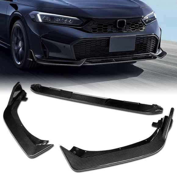 STP-Style For 2025 - 2026 Honda Civic Sedan Hatchback Front Bumper Lip Spoiler Splitter -Real Carbon Fiber