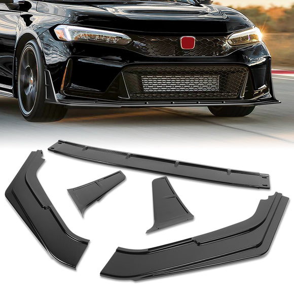 For 2023 - 2026 Honda Civic Type-R FL5 Front Bumper Lip Spoiler Splitter -Painted Black