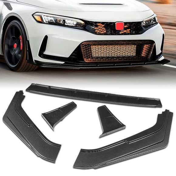 For 2023 - 2026 Honda Civic Type-R FL5 Front Bumper Lip Spoiler Splitter -Carbon Fiber Look