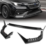 CS-Style For 2022 - 2025 Subaru WRX Front Bumper Lip Splitter With LED Sequential Light -Painted Black
