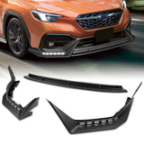 CS-Style For 2022 - 2025 Subaru WRX Front Bumper Lip Splitter With LED Sequential Light -Unpainted Matte Black