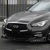 STP-Style For 2014 - 2017 Infiniti Q50 Luxe / Base Front Bumper Lip With LED Sequential Light -Painted Black