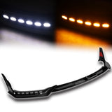 STP-Style For 2014-2017 Infiniti Q50 Luxe / Base Front Bumper Lip With LED Sequential Light -Painted Black