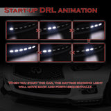 STP-Style For 2014 - 2017 Infiniti Q50 Luxe / Base Front Bumper Lip With LED Sequential Light -Painted Black