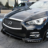 STP-Style For 2014 - 2017 Infiniti Q50 Luxe / Base Front Bumper Lip With LED Sequential Light -Painted Black