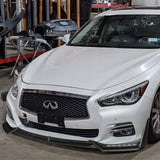 STP-Style For 2014 - 2017 Infiniti Q50 Luxe / Base Front Bumper Lip With LED Sequential Light -Carbon Fiber Look