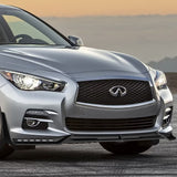 STP-Style For 2014 - 2017 Infiniti Q50 Luxe / Base Front Bumper Lip With LED Sequential Light -Unpainted Matte Black