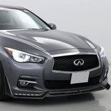 STP-Style For 2014 - 2017 Infiniti Q50 Luxe / Base Front Bumper Lip With LED Sequential Light -Unpainted Matte Black