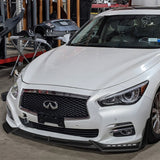 STP-Style For 2014 - 2017 Infiniti Q50 Luxe / Base Front Bumper Lip With LED Sequential Light -Unpainted Matte Black