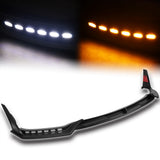 STP-Style For 2014-2017 Infiniti Q50 Luxe / Base Front Bumper Lip With LED Sequential Light -Unpainted Matte Black