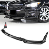 STP-Style For 2014 - 2017 Infiniti Q50 Luxe / Base Front Bumper Lip -Painted Black
