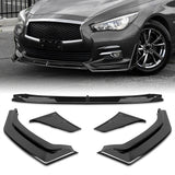 STP-Style For 2014 - 2017 Infiniti Q50 Luxe / Base Front Bumper Lip -Painted Black