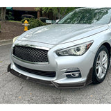 STP-Style For 2014 - 2017 Infiniti Q50 Luxe / Base Front Bumper Lip -Carbon Fiber Look