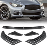 STP-Style For 2014 - 2017 Infiniti Q50 Luxe / Base Front Bumper Lip -Carbon Fiber Look