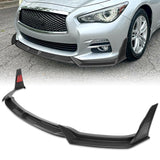 STP-Style For 2014 - 2017 Infiniti Q50 Luxe / Base Front Bumper Lip -Unpainted Matte Black