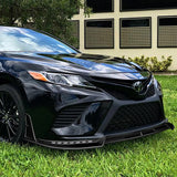 STP-Style For 2018 - 2020 Toyota Camry SE / XSE Front Bumper Lip With LED Sequential Light -Painted Black