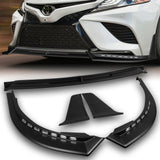 STP-Style For 2018 - 2020 Toyota Camry SE / XSE Front Bumper Lip With LED Sequential Light -Unpainted Matte Black
