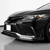 STP-Style For 2021 2022 2023 2024 Toyota Camry SE XSE Front Bumper Lower Lip Splitter With LED Sequential Light -Painted Black