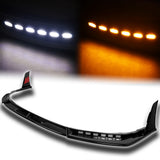 STP-Style For 2021 2022 2023 2024 Toyota Camry SE XSE Front Bumper Lower Lip Splitter With LED Sequential Light -Painted Black