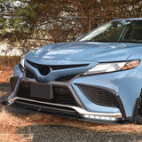 STP-Style For 2021 2022 2023 2024 Toyota Camry SE XSE Front Bumper Lower Lip Splitter With LED Sequential Light -Carbon Fiber Look