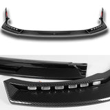 STP-Style For 2021 2022 2023 2024 Toyota Camry SE XSE Front Bumper Lower Lip Splitter With LED Sequential Light -Carbon Fiber Look