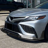 STP-Style For 2021 2022 2023 2024 Toyota Camry SE XSE Front Bumper Lower Lip Splitter With LED Sequential Light -Unpainted Matte Black