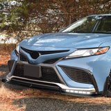 STP-Style For 2021 2022 2023 2024 Toyota Camry SE XSE Front Bumper Lower Lip Splitter With LED Sequential Light -Unpainted Matte Black
