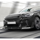 STP-Style For 2018 - 2023 Kia Stinger GT-Line Front Bumper Lip Splitter With LED Sequential Light -Painted Black