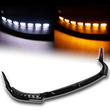 STP-Style For 2018 - 2023 Kia Stinger GT-Line Front Bumper Lip Splitter With LED Sequential Light -Unpainted Matte Black