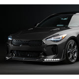 STP-Style For 2018 - 2023 Kia Stinger GT-Line Front Bumper Lip Splitter With LED Sequential Light -Painted Black