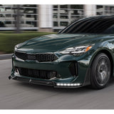 STP-Style For 2018 - 2023 Kia Stinger GT-Line Front Bumper Lip Splitter With LED Sequential Light -Carbon Fiber Look