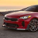STP-Style For 2018 - 2023 Kia Stinger GT-Line Front Bumper Lip Splitter With LED Sequential Light -Carbon Fiber Look