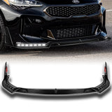 STP-Style For 2018-2023 Kia Stinger GT-Line Front Bumper Lip w/ LED Sequential Lights -Real Carbon Fiber