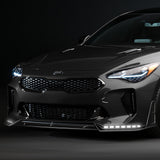 STP-Style For 2018-2023 Kia Stinger GT-Line Front Bumper Lip w/ LED Sequential Lights -Real Carbon Fiber