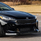 STP-Style For 2018-2023 Kia Stinger GT-Line Front Bumper Lip w/ LED Sequential Lights -Real Carbon Fiber
