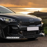 STP-Style For 2018-2023 Kia Stinger GT-Line Front Bumper Lip w/ LED Sequential Lights -Real Carbon Fiber