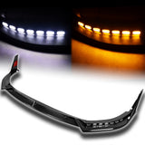 STP-Style For 2018-2023 Kia Stinger GT-Line Front Bumper Lip w/ LED Sequential Lights -Real Carbon Fiber