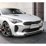 STP-Style For 2018 - 2023 Kia Stinger GT-Line Front Bumper Lip Splitter With LED Sequential Light -Unpainted Matte Black