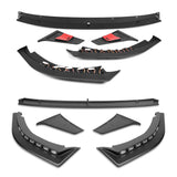 STP-Style For 2018 - 2023 Kia Stinger GT-Line Front Bumper Lip Splitter With LED Sequential Light -Unpainted Matte Black