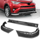 STP-Style For 2016 2017 2018 Toyota RAV4 Front Bumper Lower Lip Splitter With LED Sequential Light -Carbon Fiber Look