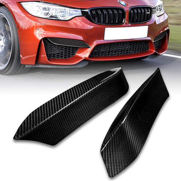 For 2015-2020 BMW M3/M4 F80 F82 F83 Real Carbon Fiber Front Bumper Body Splitter Canard Lip 2PCS