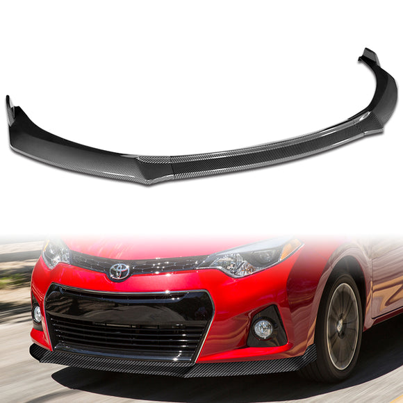 For 2014-2016 Toyota Corolla S GT-Style 3-Pcs Carbon Painted Front Bumper Spoiler Lip