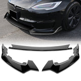 For 2021-2025 Tesla Model S Painted Black Front Bumper Body Splitter Spoiler Lip 3PCS