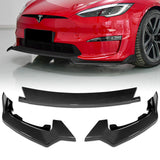 For 2021-2023 Tesla Model S Carbon Look Front Bumper Body Splitter Spoiler Lip 3PCS