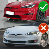 For 2021-2025 Tesla Model S Carbon Fiber Front Bumper Body Splitter Spoiler Lip 3PCS