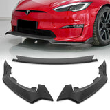 For 2021-2025 Tesla Model S Matte Black Front Bumper Body Splitter Spoiler Lip 3PCS
