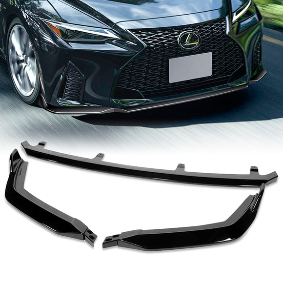 For 2021-2025 Lexus IS350 IS500 F-Sport V-Style 3-PCS Painted Black Front Bumper Lip